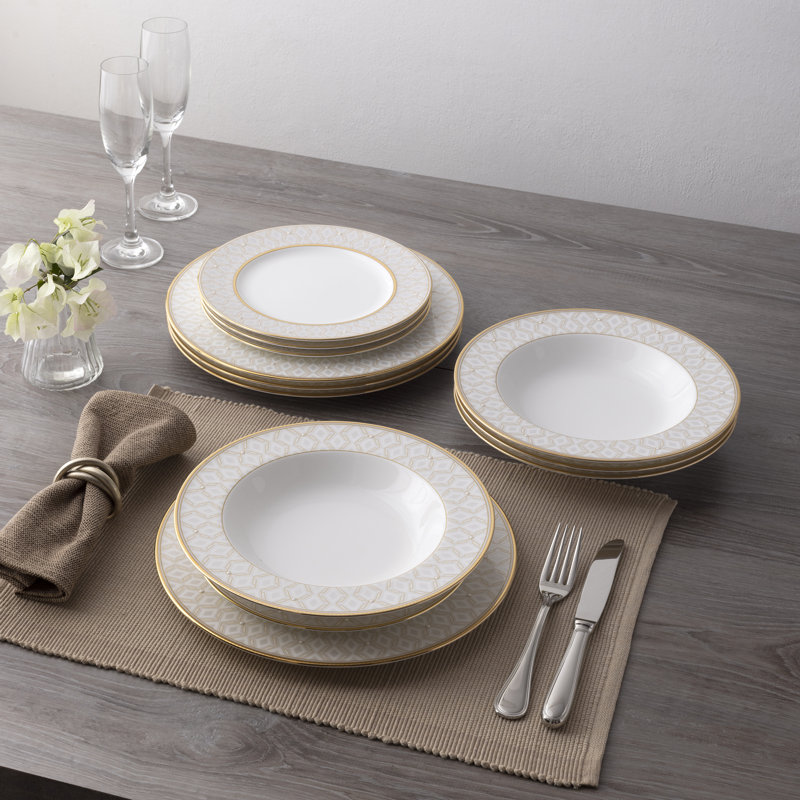 Noritake Noble Pearl 12-Piece Dinnerware Set, Service For 4